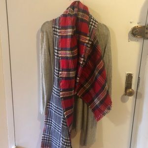 Double-Sided Plaid Printed Blanket Scarf